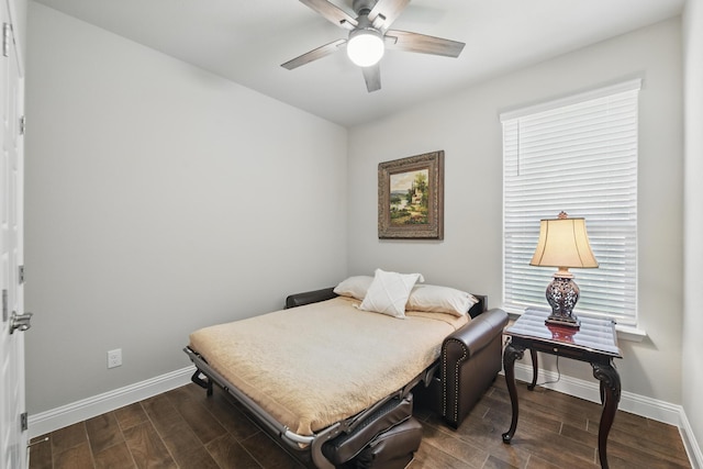 2172 Knightsgate Rd, Argyle, TX 76226 - bedroom with dark wood-type flooring, baseboards, and a ceiling fan