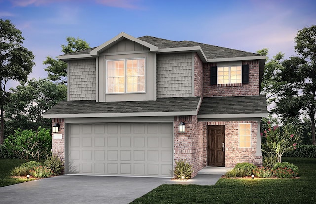 1043 Clear Dusk Ln, Forney, TX 75126 - view of front of home featuring concrete driveway, an attached garage, and brick siding