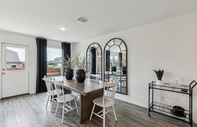 2908 Pecan Park Dr, Denton, TX 76208 - dining space with wood finished floors, baseboards, and recessed lighting