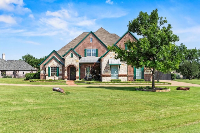 1085 Forest Bend Ct, Cross Roads, TX 76227 - view of front of house featuring stone siding and a front yard