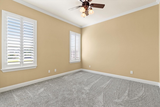 1085 Forest Bend Ct, Cross Roads, TX 76227 - unfurnished room featuring ceiling fan, crown molding, carpet flooring, and baseboards