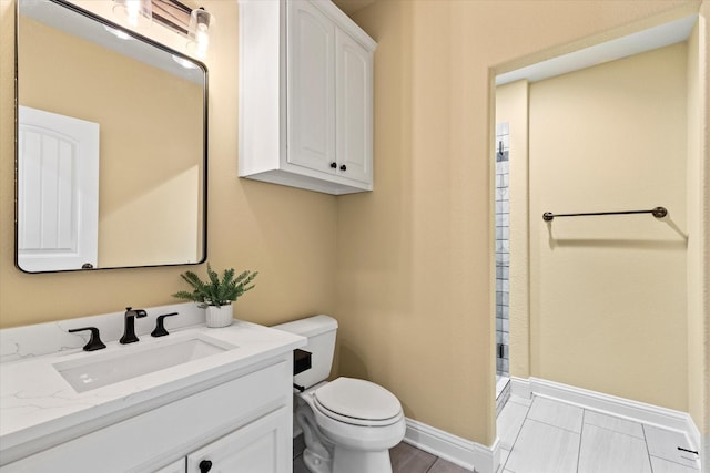 1085 Forest Bend Ct, Cross Roads, TX 76227 - full bath with toilet, baseboards, vanity, and a stall shower