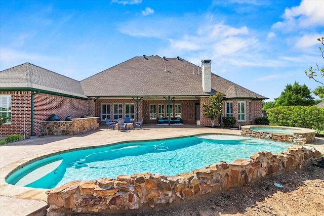 1085 Forest Bend Ct, Cross Roads, TX 76227 - view of pool with a patio area, ceiling fan, and a pool with connected hot tub