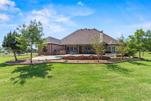 1085 Forest Bend Ct, Cross Roads, TX 76227 - back of property featuring a patio area, brick siding, and a swimming pool