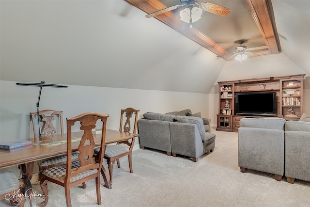 27 Wilshire Dr, Bossier City, LA 71111 - living room with light carpet, ceiling fan, and lofted ceiling