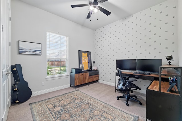 1105 Collared Dove Dr, Little Elm, TX 75068 - office area with light carpet, baseboards, and a ceiling fan
