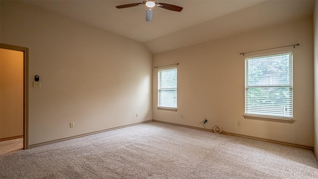 810 Prairie Wind Blvd, Stephenville, TX 76401 - carpeted empty room featuring a ceiling fan, baseboards, and vaulted ceiling