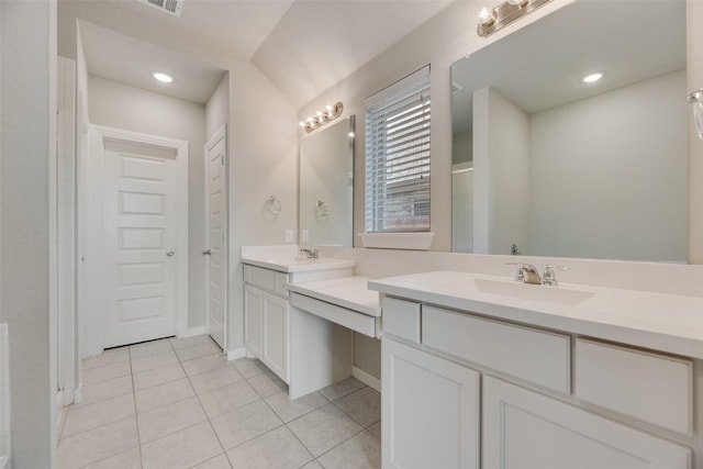 2122 Slow Stream Dr, Royse City, TX 75189 - bathroom with tile patterned flooring, vanity, and a shower