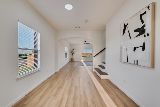 3732 Venera St, Fort Worth, TX 76106 - hall with light wood-style flooring, healthy amount of natural light, stairway, and baseboards