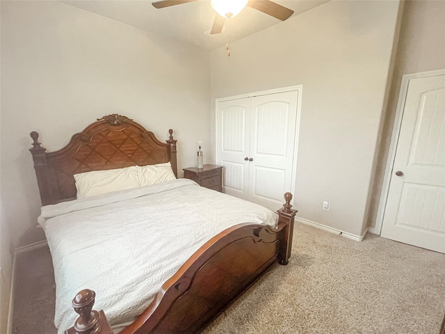 397 Hcr 2341, Abbott, TX 76621 - bedroom with light carpet, a closet, ceiling fan, and baseboards