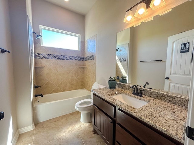 397 Hcr 2341, Abbott, TX 76621 - bathroom featuring washtub / shower combination, toilet, vanity, and tile patterned flooring