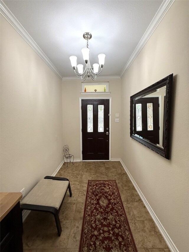 8608 Davis Dr, Frisco, TX 75036 - entrance foyer featuring a chandelier, ornamental molding, and baseboards