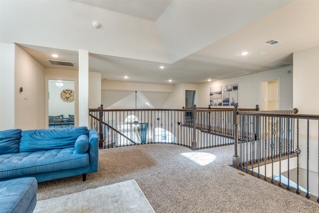 1324 Needle Cactus Dr, Fort Worth, TX 76177 - sitting room with carpet floors, attic access, and recessed lighting