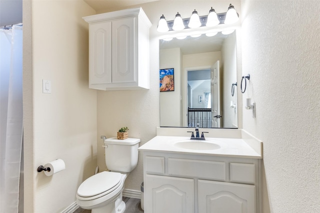 1324 Needle Cactus Dr, Fort Worth, TX 76177 - full bath with toilet, a textured wall, vanity, and baseboards