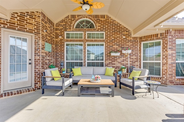 1324 Needle Cactus Dr, Fort Worth, TX 76177 - view of patio featuring an outdoor hangout area and ceiling fan