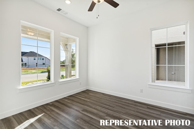 130 Scottish Way, Mansfield, TX 76063 - empty room with a ceiling fan, baseboards, and dark wood finished floors