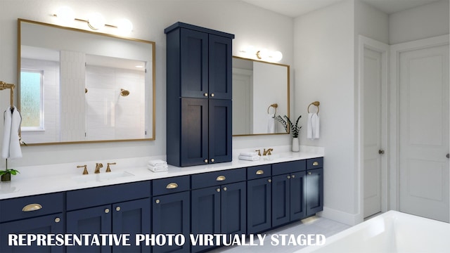 2112 Wakefield Ln, Allen, TX 75013 - full bath with double vanity, a tile shower, and a tub to relax in