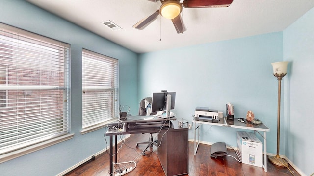 2225 Marion Dr, Mckinney, TX 75072 - office space featuring a ceiling fan, wood finished floors, and baseboards