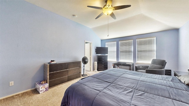 2225 Marion Dr, Mckinney, TX 75072 - carpeted bedroom featuring a ceiling fan and lofted ceiling