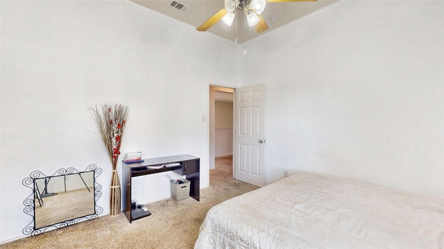 2225 Marion Dr, Mckinney, TX 75072 - bedroom with carpet flooring, a ceiling fan, and a towering ceiling