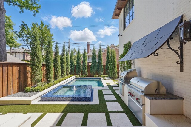3219 Saint Johns Dr, Highland Park, TX 75205 - view of swimming pool featuring a fenced backyard, an in-ground hot tub, and a patio area