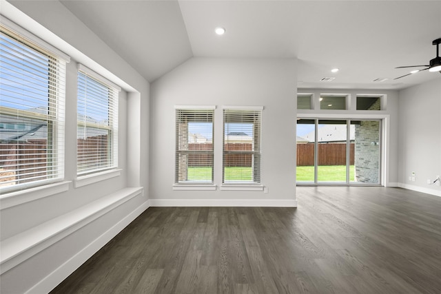 329 Lovett Ln, Burleson, TX 76028 - unfurnished room with plenty of natural light, dark wood-style flooring, ceiling fan, baseboards, and recessed lighting