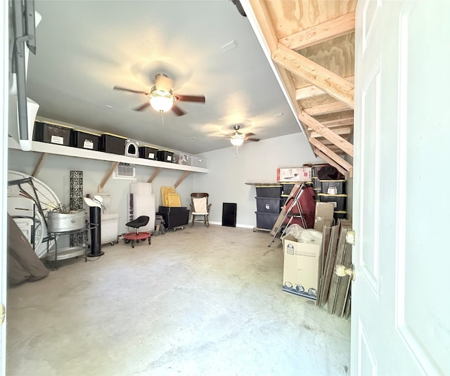 3335 Hedrick Ln, Princeton, TX 75407 - misc room with a ceiling fan and concrete floors