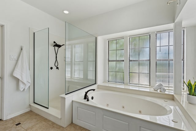 110 Man O War Ln, Fairview, TX 75069 - bathroom with a shower stall, a whirlpool tub, and tile patterned floors