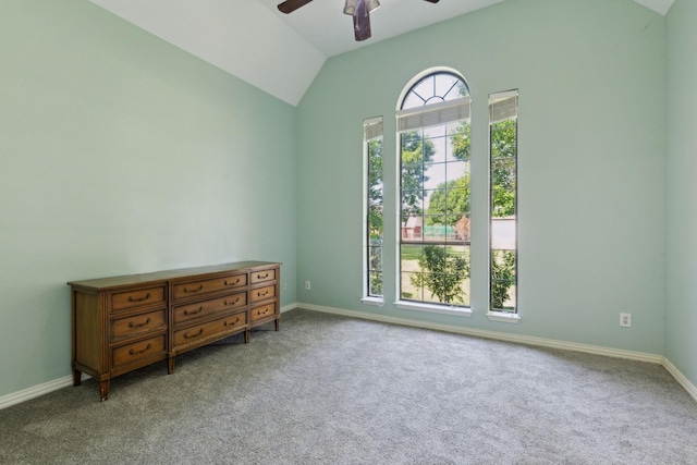 110 Man O War Ln, Fairview, TX 75069 - carpeted spare room featuring ceiling fan, lofted ceiling, and baseboards