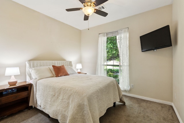 110 Man O War Ln, Fairview, TX 75069 - bedroom featuring dark colored carpet, baseboards, and ceiling fan