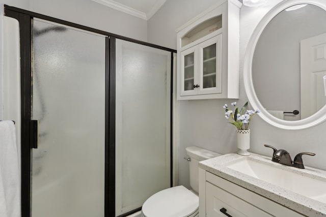 110 Man O War Ln, Fairview, TX 75069 - full bath featuring ornamental molding, a shower stall, toilet, and vanity