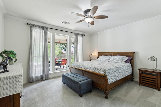 119 Palomino Ct, Shady Shores, TX 76208 - carpeted bedroom featuring crown molding, ceiling fan, and baseboards