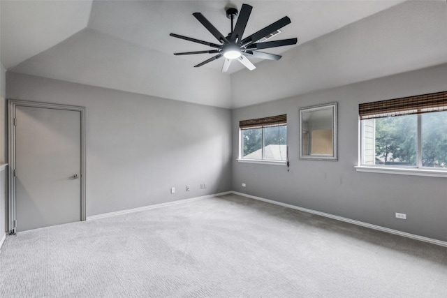 119 Palomino Ct, Shady Shores, TX 76208 - carpeted empty room featuring vaulted ceiling, a ceiling fan, and baseboards