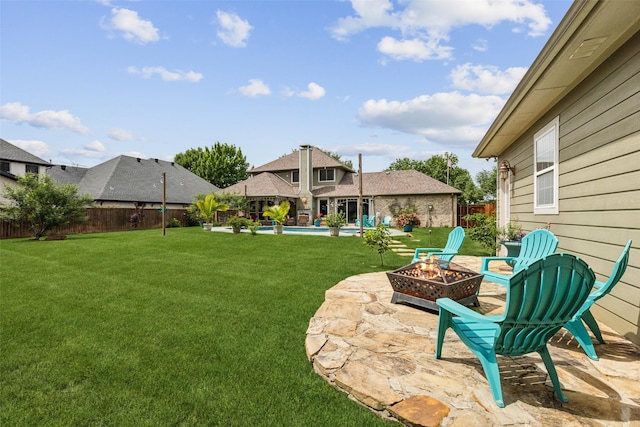 119 Palomino Ct, Shady Shores, TX 76208 - view of yard with an outdoor fire pit and a patio area