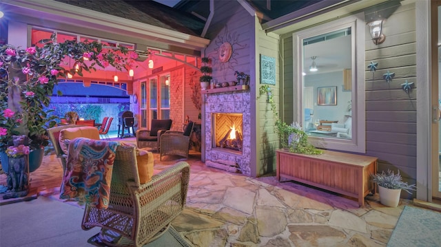 119 Palomino Ct, Shady Shores, TX 76208 - view of patio / terrace with an outdoor living space with a fireplace and covered porch