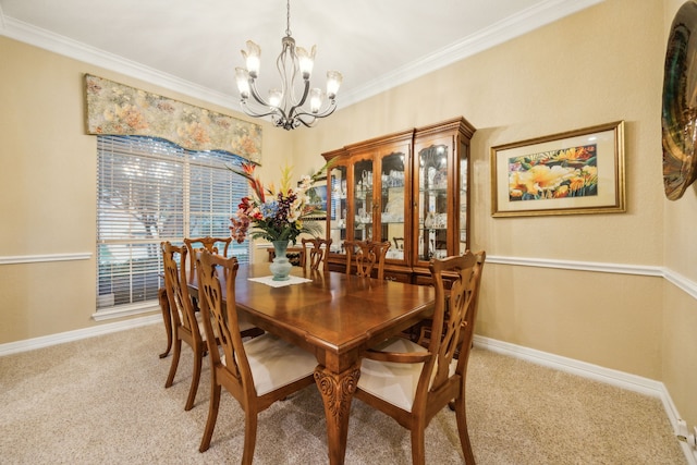 2806 Northwood St, Grapevine, TX 76051 - dining area featuring a chandelier, light colored carpet, baseboards, and ornamental molding