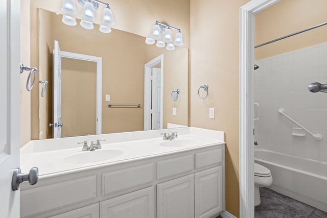 1205 Wynne Dr, Garland, TX 75044 - full bath featuring toilet, double vanity, and  shower combination