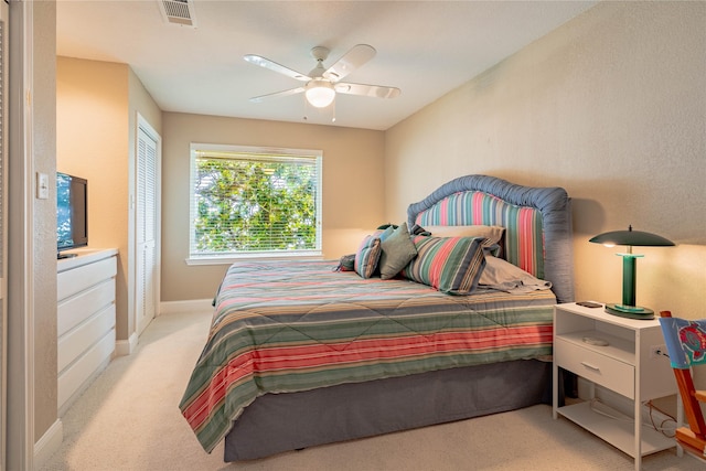 1232 Whispering Springs Dr, Tool, TX 75143 - bedroom featuring light colored carpet, baseboards, ceiling fan, and a closet