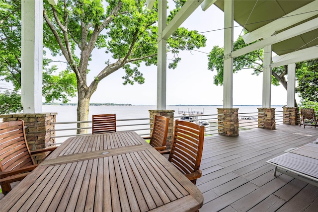 1232 Whispering Springs Dr, Tool, TX 75143 - deck with a water view and outdoor dining space