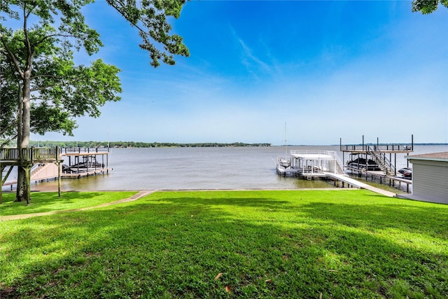 1232 Whispering Springs Dr, Tool, TX 75143 - dock area with a water view and a lawn