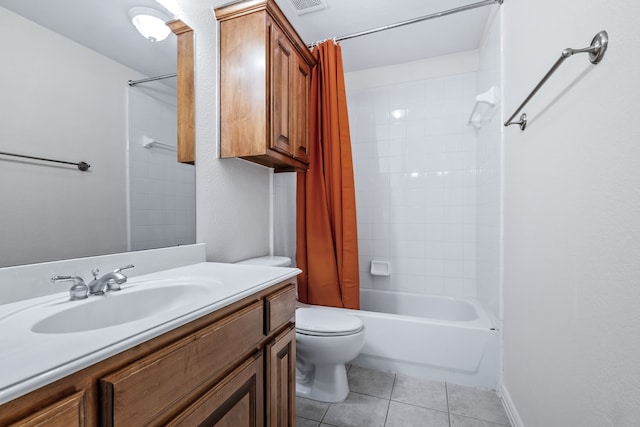420 Bee Caves Rd, Lucas, TX 75002 - bathroom featuring tile patterned floors, shower / bathtub combination with curtain, toilet, vanity, and baseboards