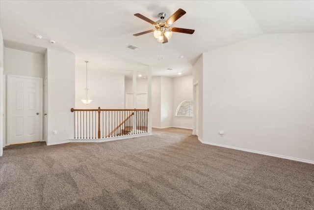 3220 Marston Rd, Lorena, TX 76655 - unfurnished room featuring ceiling fan, carpet, and vaulted ceiling