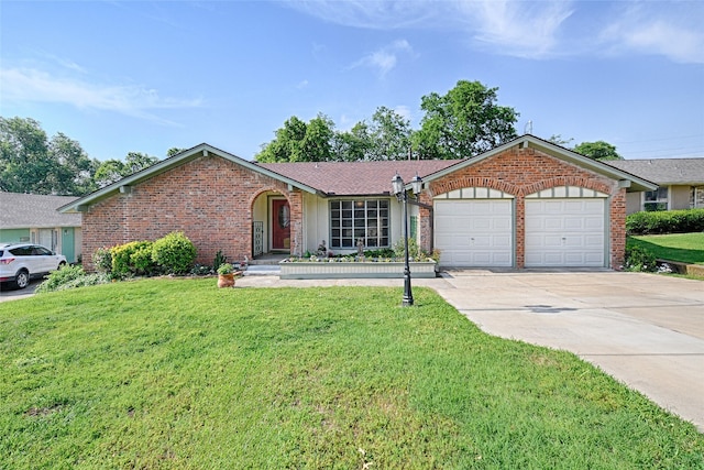 2510 Chevy Chase Dr, Irving, TX 75062 - ranch-style house featuring brick siding, an attached garage, a front lawn, and concrete driveway