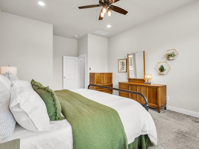 571 Mckenna Dr, Fate, TX 75087 - bedroom featuring light carpet, baseboards, recessed lighting, and ceiling fan
