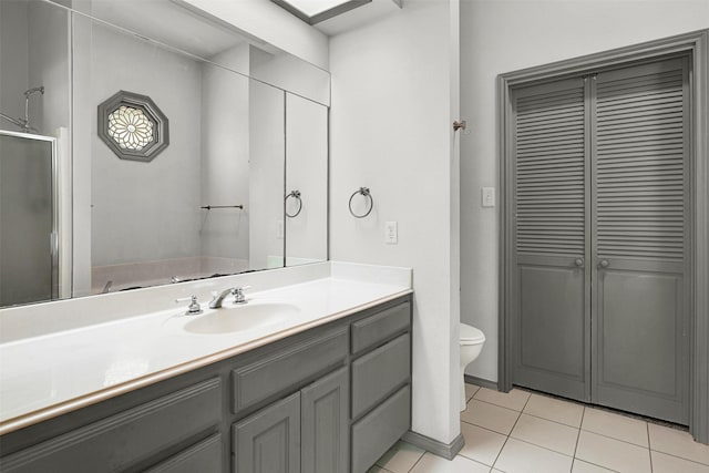 1407 W Mulberry St, Sherman, TX 75092 - full bath featuring a closet, toilet, vanity, tile patterned flooring, and a shower with shower door