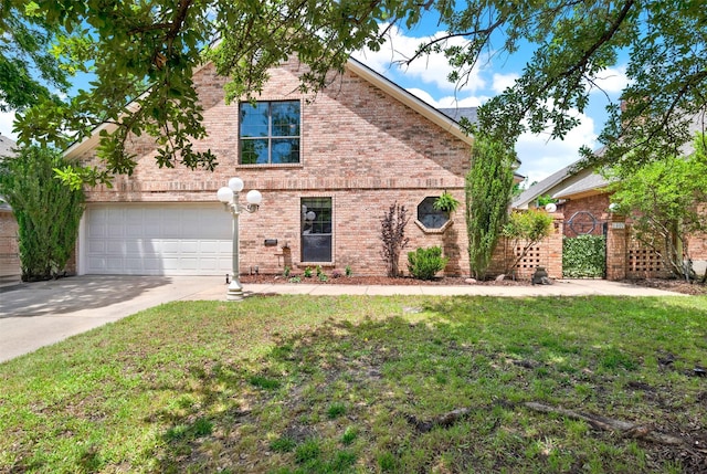 1407 W Mulberry St, Sherman, TX 75092 - view of front facade featuring driveway, a garage, a front lawn, and brick siding