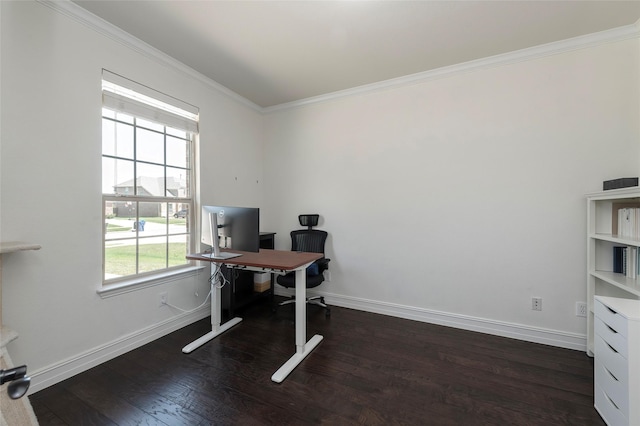 4416 Berry Ridge Ln, Frisco, TX 75036 - office space with crown molding, wood finished floors, and baseboards