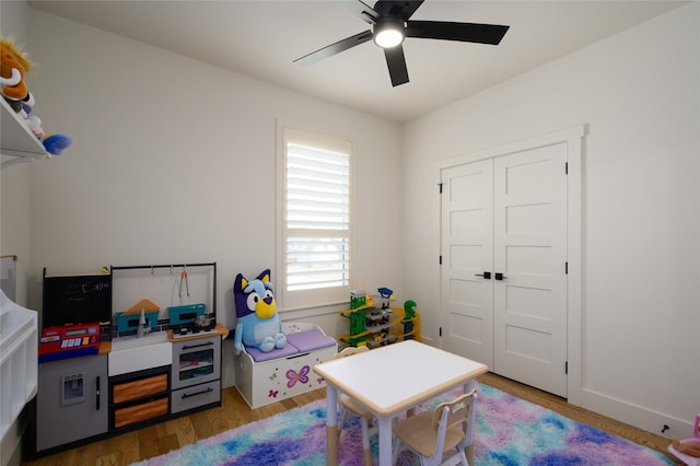 105 Shawnee Trl, Pottsboro, TX 75076 - rec room featuring ceiling fan and wood finished floors