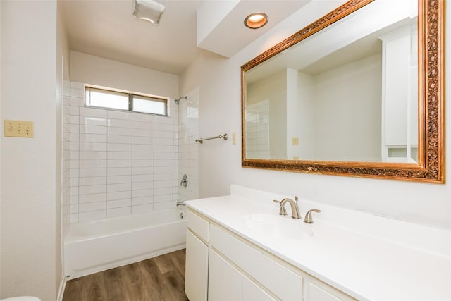 5304 Weddington Ct, Fort Worth, TX 76133 - full bathroom with wood finished floors, vanity, and shower / tub combination