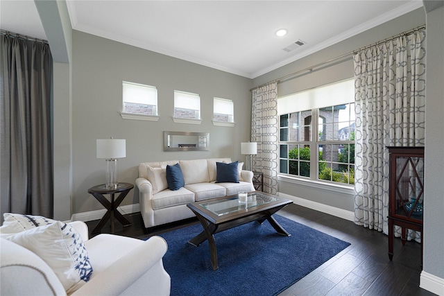 331 Sagemeadow Rd, Wylie, TX 75098 - living area with baseboards, ornamental molding, and dark wood-style floors